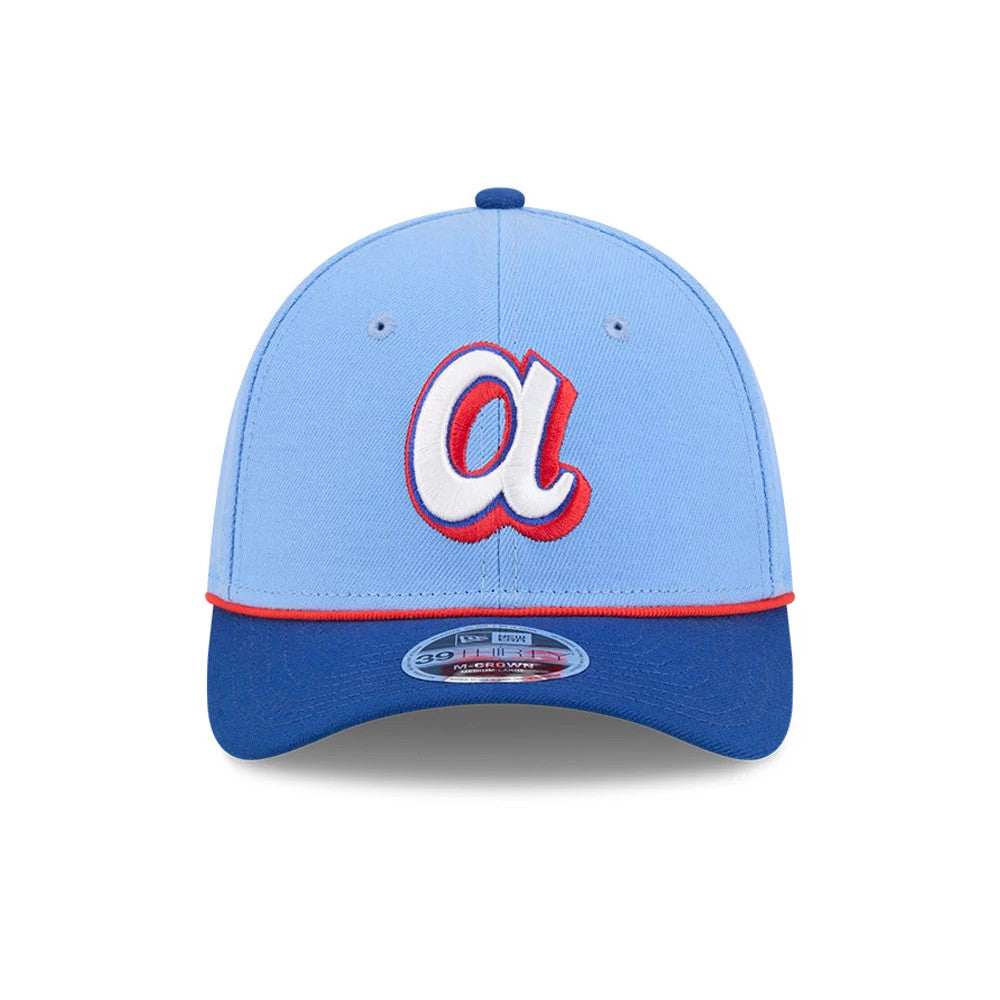 Pictured is this MLB City Connect Atlanta Braves 39THIRTY M-Crown Stretch Fit cap in Blue. 3