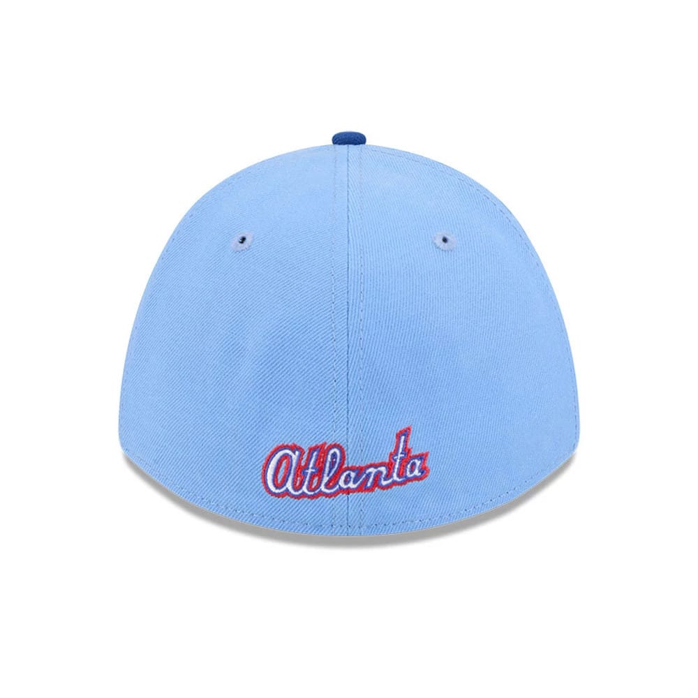 Pictured is this MLB City Connect Atlanta Braves 39THIRTY M-Crown Stretch Fit cap in Blue. 7