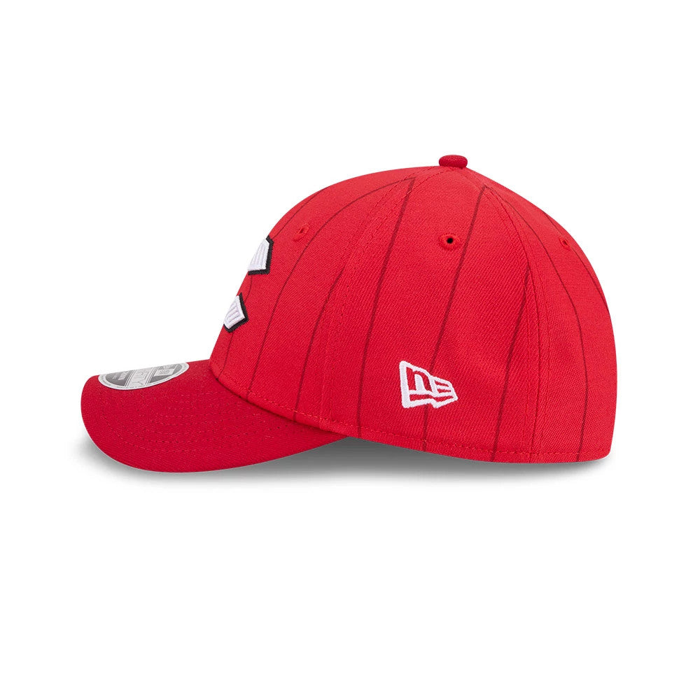 Pictured is this MLB City Connect Cincinnati Reds 39THIRTY M-Crown Stretch Fit cap in Red. 5