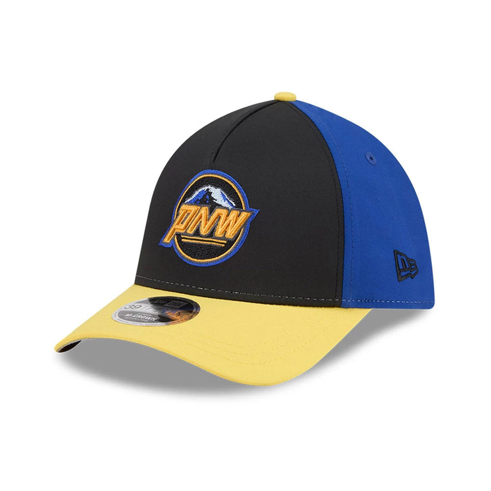 Pictured is this MLB City Connect Seattle Mariners 39THIRTY M-Crown A-Frame Stretch Fit cap in Black. 4