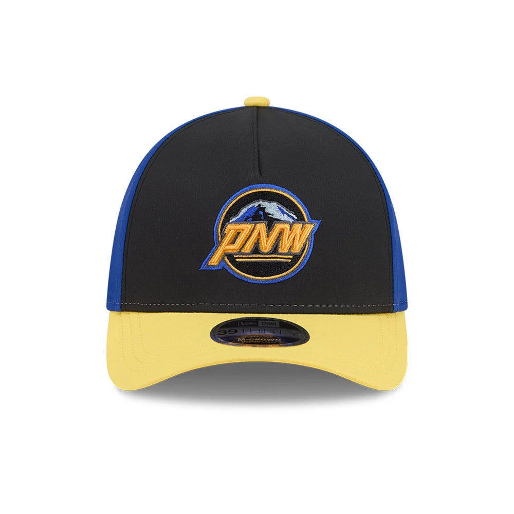 Pictured is this MLB City Connect Seattle Mariners 39THIRTY M-Crown A-Frame Stretch Fit cap in Black. 3