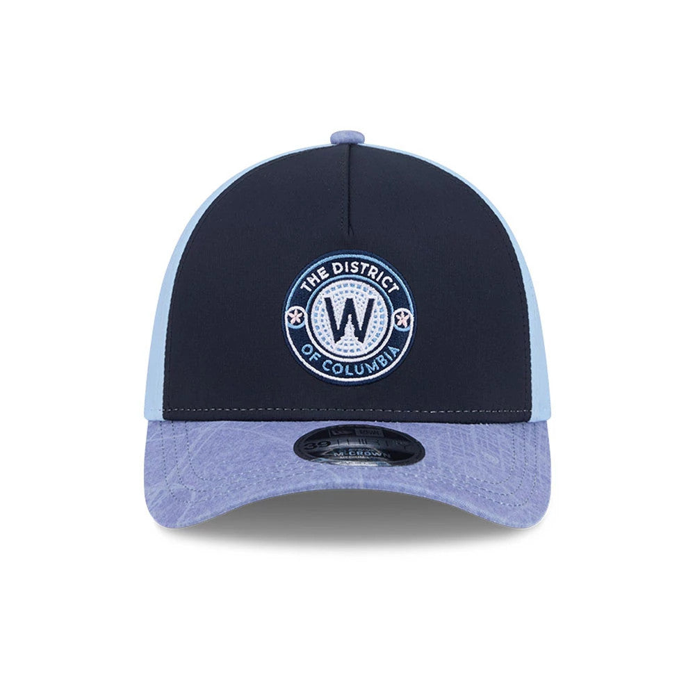 Pictured is this MLB City Connect Washington Nationals 39THIRTY M-Crown A-Frame Stretch Fit cap in Navy. 3