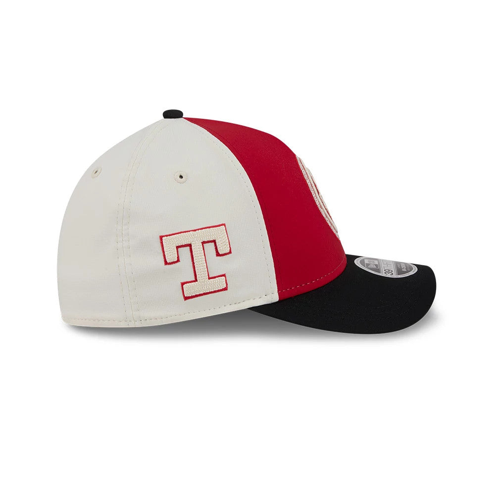 Pictured is this MLB City Connect Texas Rangers 39THIRTY M-Crown A-Frame Stretch Fit cap in red. 6