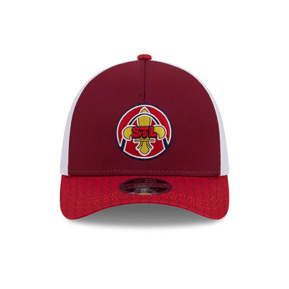 Pictured is this MLB City Connect St. Louis Cardinals 39THIRTY M-Crown A-Frame Stretch Fit cap in red. 3