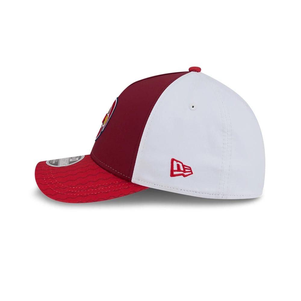 Pictured is this MLB City Connect St. Louis Cardinals 39THIRTY M-Crown A-Frame Stretch Fit cap in red. 6