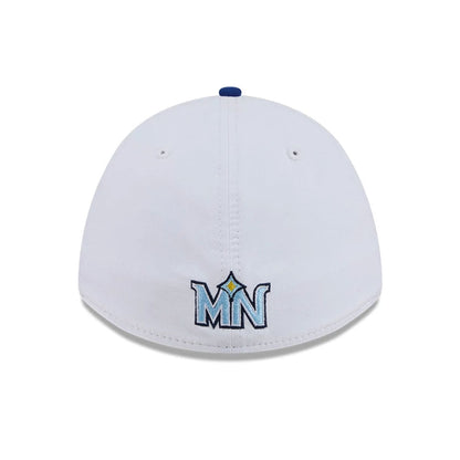 Pictured is this MLB City Connect Minnesota Twins 39THIRTY M-Crown A-Frame Stretch Fit cap in blue. 7