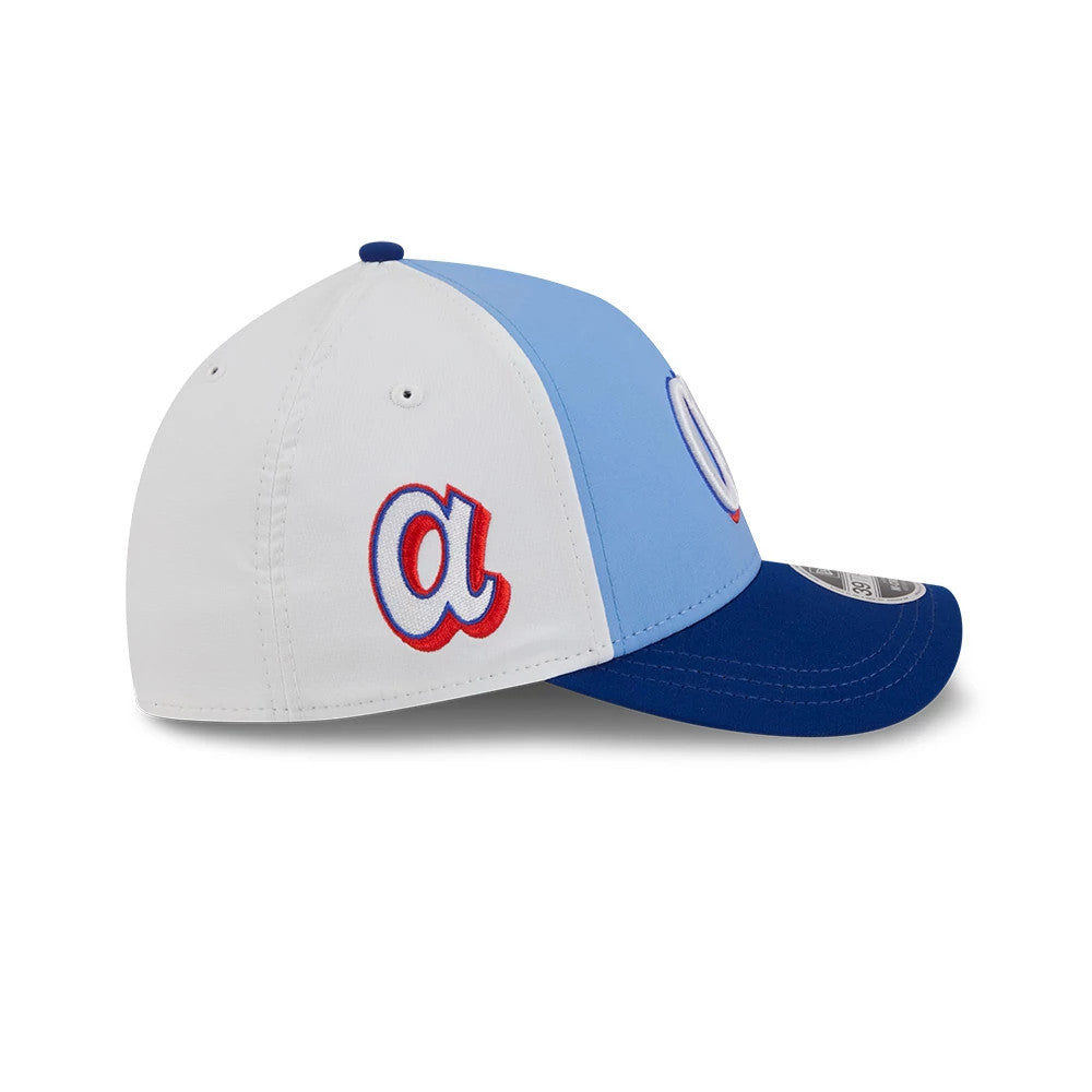 Pictured is this MLB City Connect Atlanta Braves 39THIRTY M-Crown A-Frame Stretch Fit cap in Blue. 5