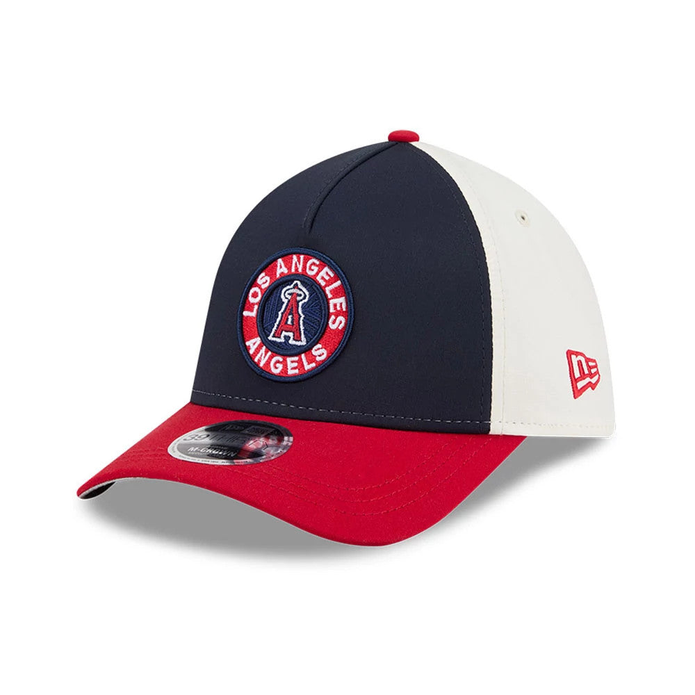 Pictured is this MLB City Connect LA Angels 39THIRTY M-Crown A-Frame Stretch Fit cap in navy. 4