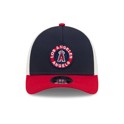 Pictured is this MLB City Connect LA Angels 39THIRTY M-Crown A-Frame Stretch Fit cap in navy. 3