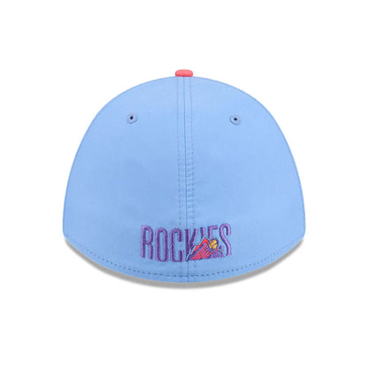 Pictured is this MLB City Connect Colorado Rockies 39THIRTY M-Crown A-Frame Stretch Fit cap in Purple. 7