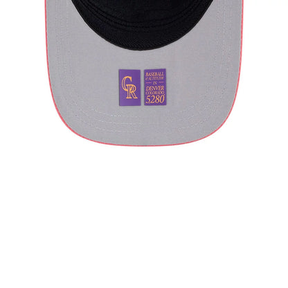 Pictured is this MLB City Connect Colorado Rockies 39THIRTY M-Crown A-Frame Stretch Fit cap in Purple. 2
