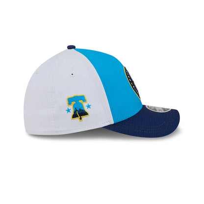 Pictured is this MLB City Connect Philadelphia Phillies 39THIRTY M-Crown A-Frame Stretch Fit cap in Blue. 6