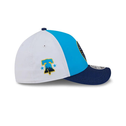 Pictured is this MLB City Connect Philadelphia Phillies 39THIRTY M-Crown A-Frame Stretch Fit cap in Blue. 6
