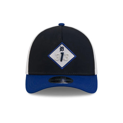Pictured is this MLB City Connect Detroit Tigers 39THIRTY M-Crown A-Frame Stretch Fit cap in Navy. 3