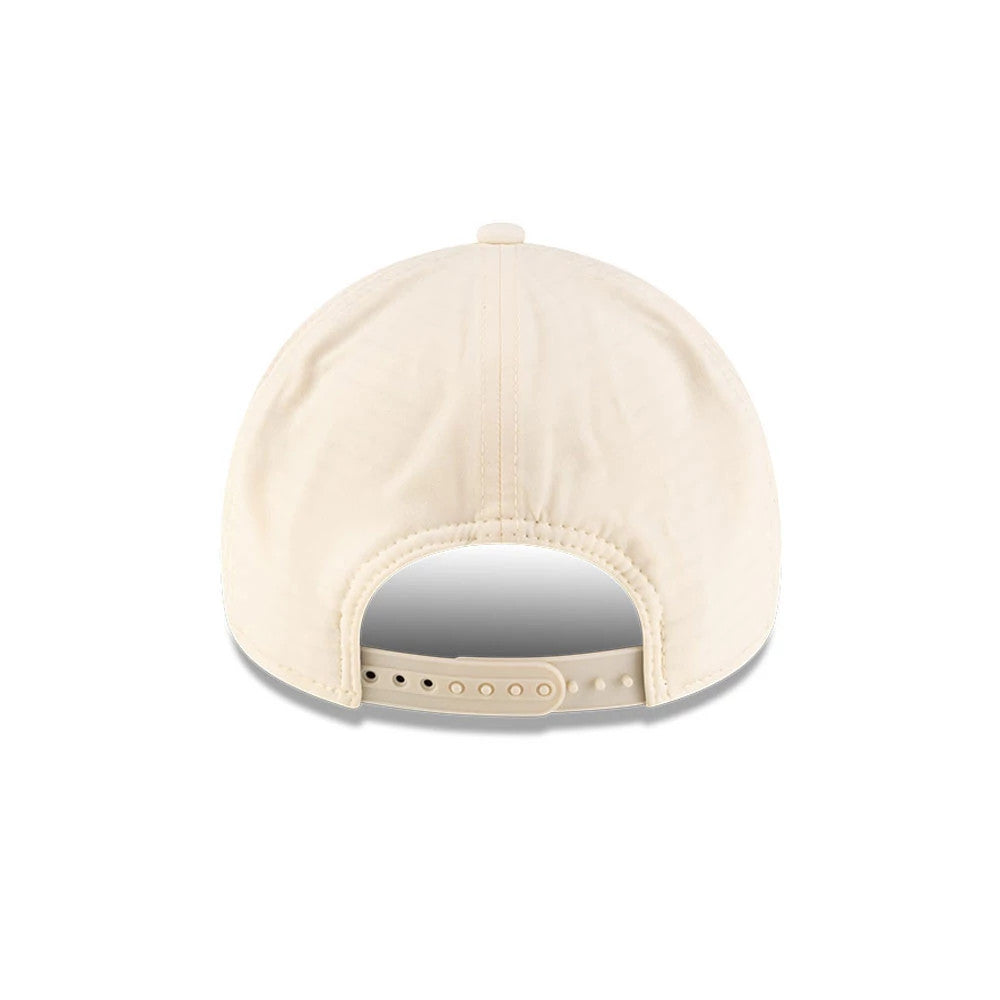 Pictured is this New Era 9FORTY Apex cap in light beige. 5