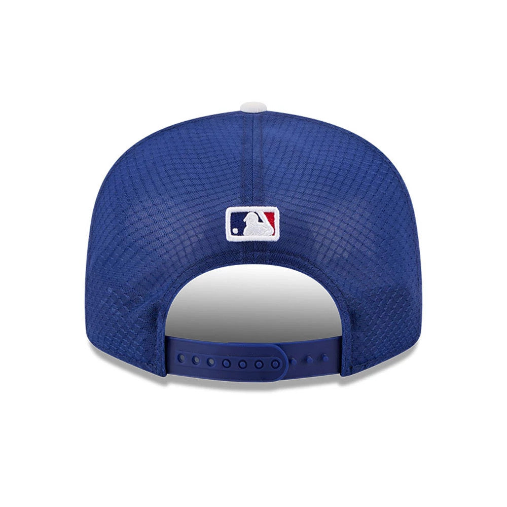 Pictured is this MLB Batting Practice 2026 LA Dodgers 9FIFTY Snapback Adjustable cap in dark blue. 5