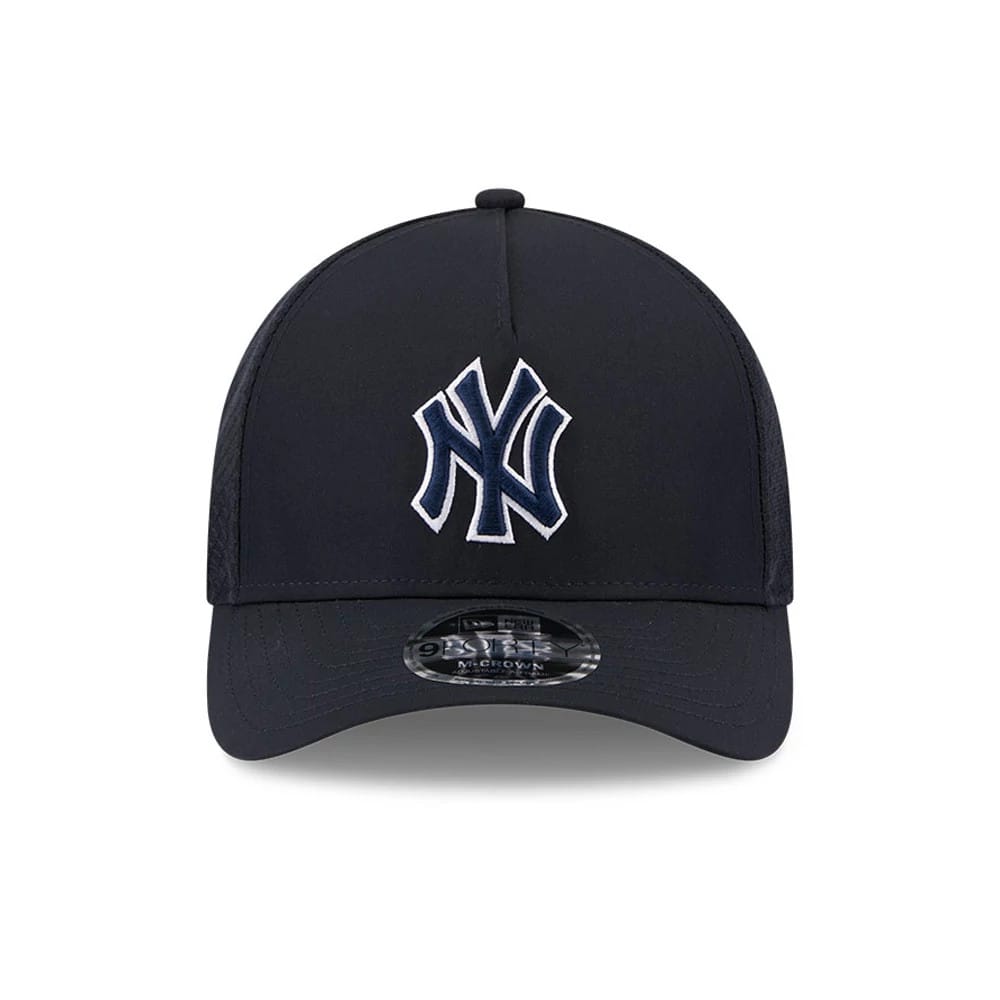 Pictured is this MLB Batting Practice 2026 New York Yankees 9FORTY M-Crown A-Frame Adjustable cap in navy. 2