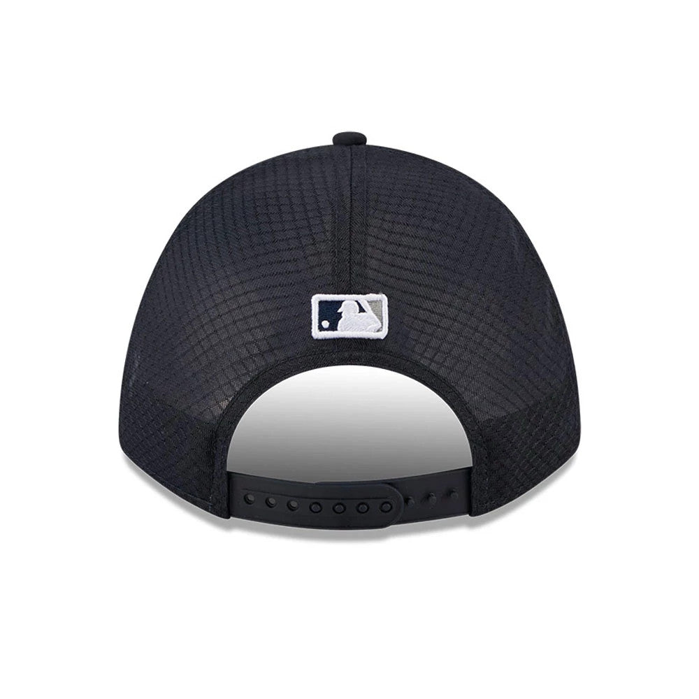 Pictured is this MLB Batting Practice 2026 New York Yankees 9FORTY M-Crown A-Frame Adjustable cap in navy. 4
