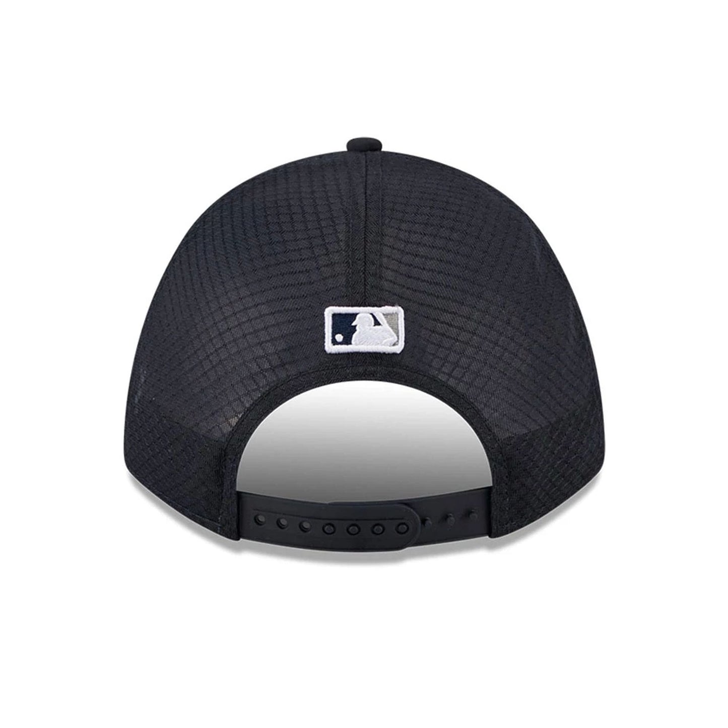 Pictured is this MLB Batting Practice 2026 New York Yankees 9FORTY M-Crown A-Frame Adjustable cap in navy. 4
