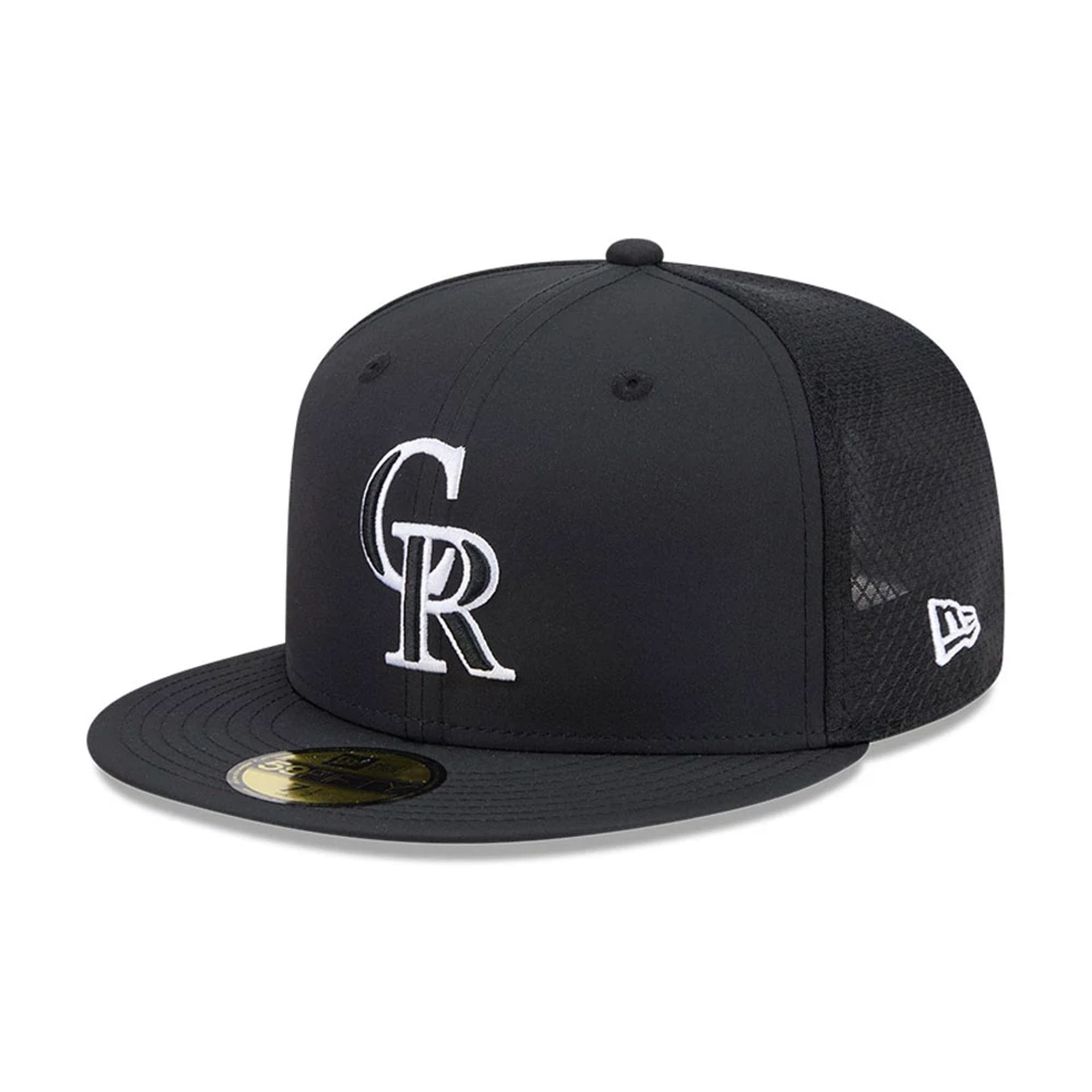 Pictured is this MLB Batting Practice 2026 Colorado Rockies 59FIFTY Fitted cap in black. 1