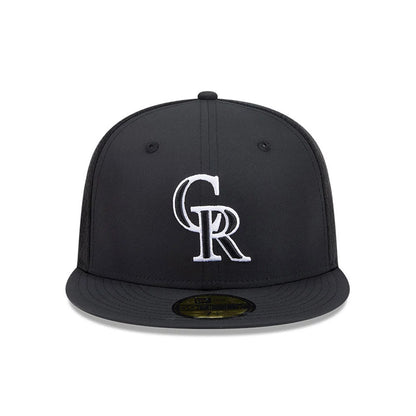 Pictured is this MLB Batting Practice 2026 Colorado Rockies 59FIFTY Fitted cap in black. 2