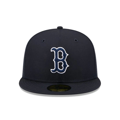 Pictured is this MLB Batting Practice 2026 Boston Red Sox 59FIFTY Fitted cap in navy. 2