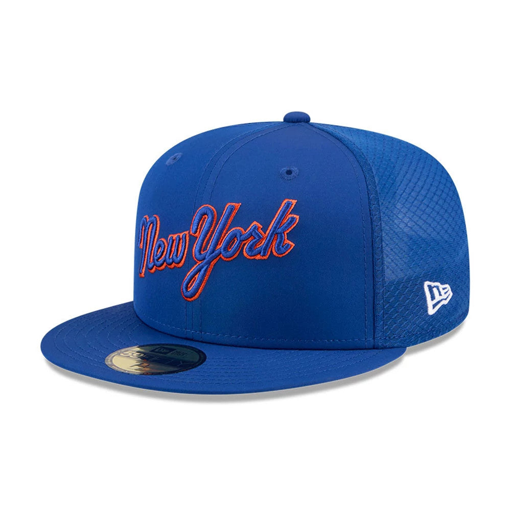 Pictured is this MLB Batting Practice 2026 New York Mets 59FIFTY Fitted cap in blue. 1