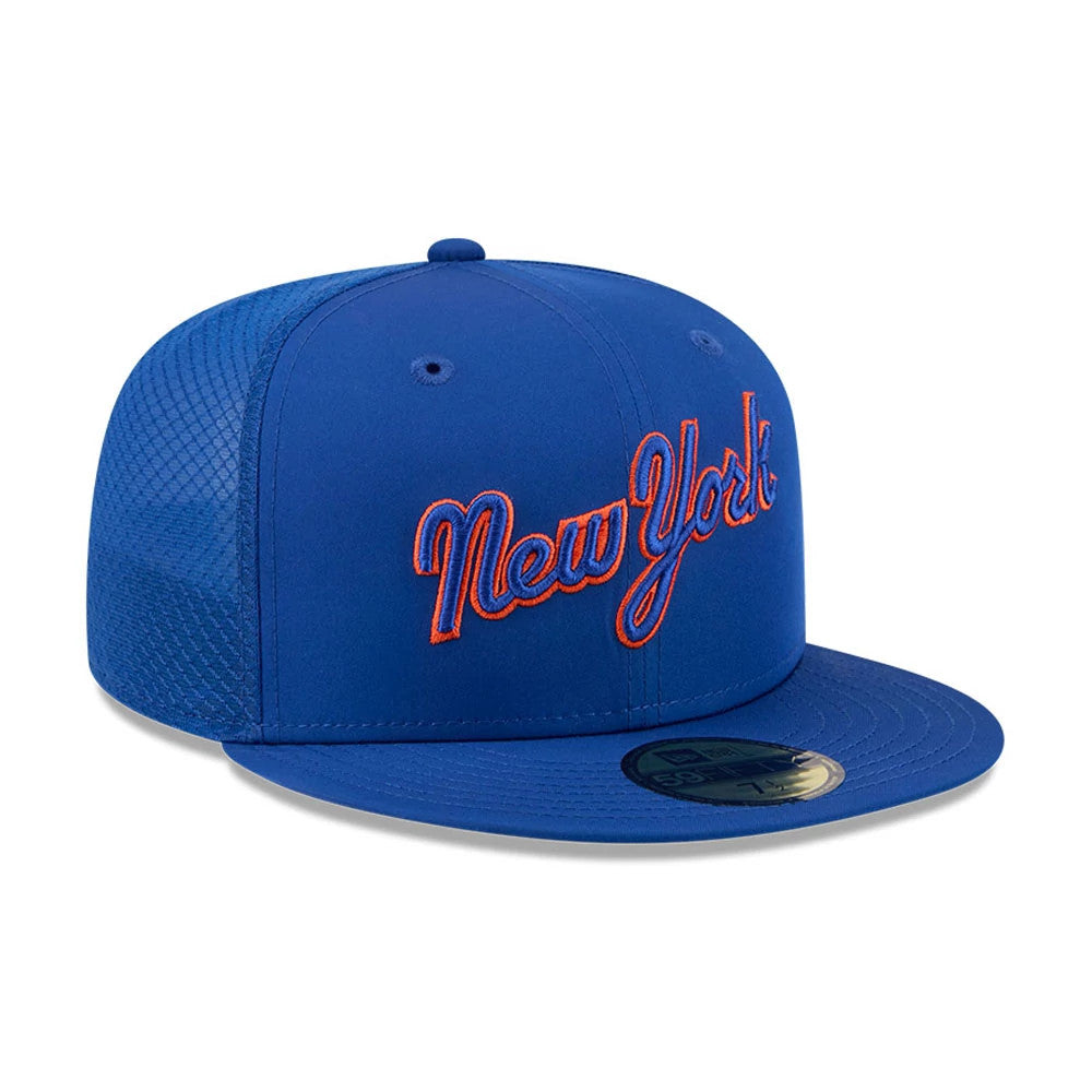 Pictured is this MLB Batting Practice 2026 New York Mets 59FIFTY Fitted cap in blue. 3