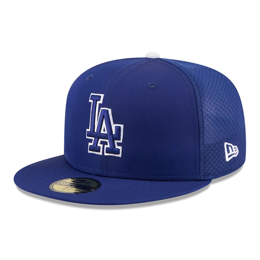 Pictured is this MLB Batting Practice 2026 LA Dodgers 59FIFTY Fitted cap in dark blue. 1