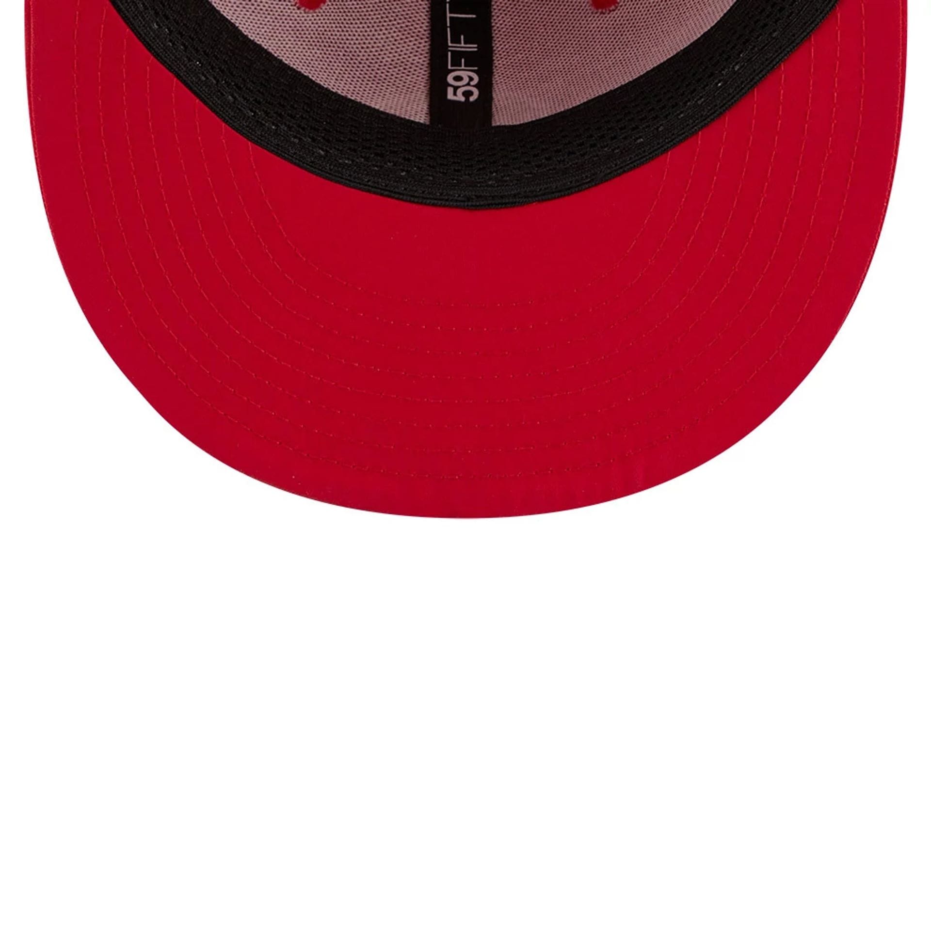 Pictured is this MLB Batting Practice 2026 Philadelphia Phillies 59FIFTY Fitted cap in red. 2