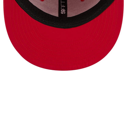 Pictured is this MLB Batting Practice 2026 Philadelphia Phillies 59FIFTY Fitted cap in red. 7