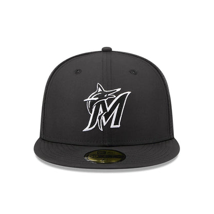 Pictured is this MLB Batting Practice 2026 Miami Marlins 59FIFTY Fitted cap in black. 2