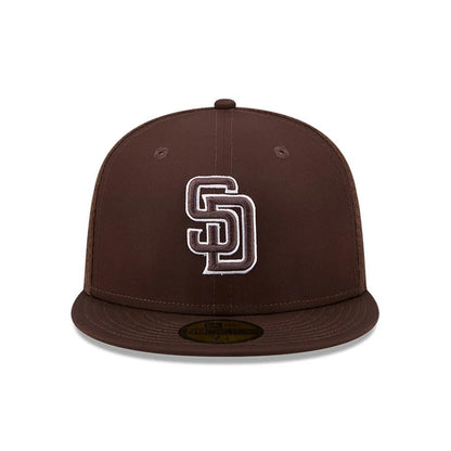 Pictured is this MLB Batting Practice 2026 San Diego Padres 59FIFTY Fitted cap in dark brown. 2