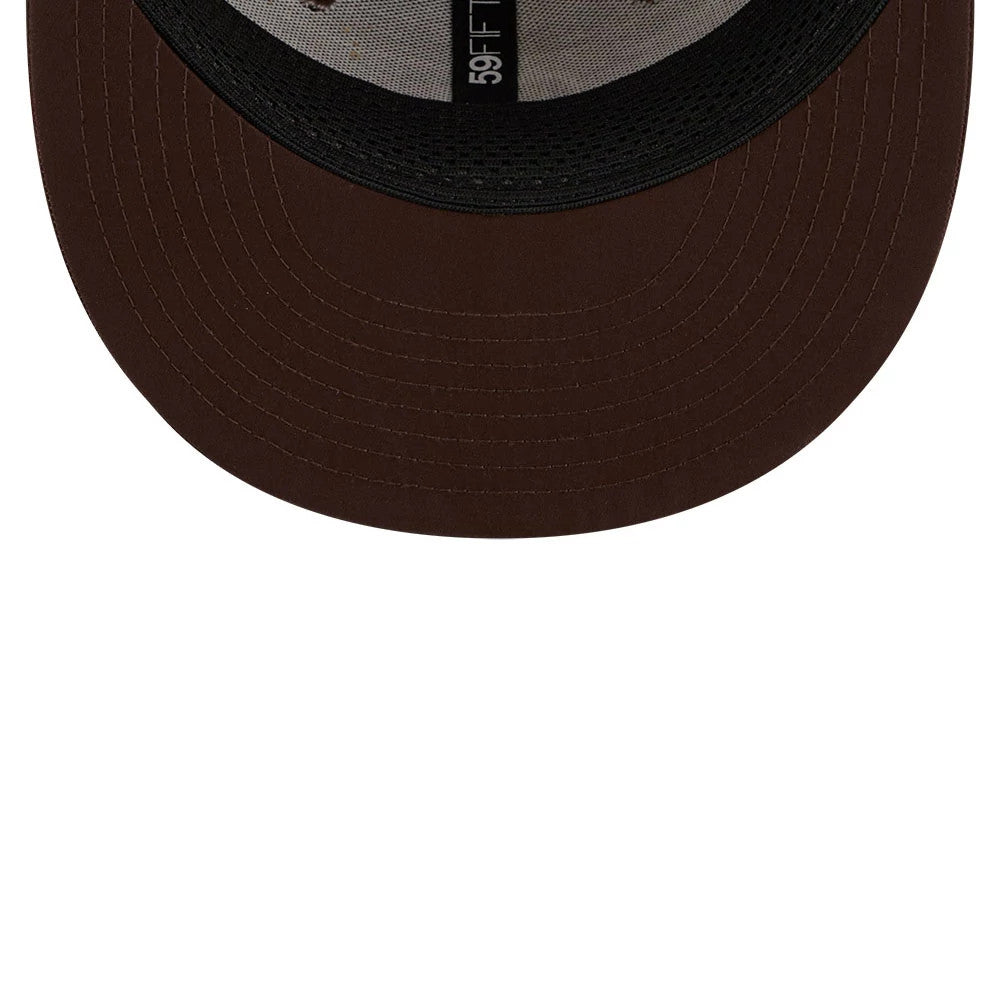 Pictured is this MLB Batting Practice 2026 San Diego Padres 59FIFTY Fitted cap in dark brown. 7