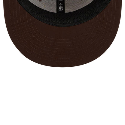 Pictured is this MLB Batting Practice 2026 San Diego Padres 59FIFTY Fitted cap in dark brown. 7