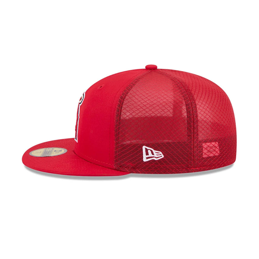 Pictured is this MLB Batting Practice 2026 LA Angels 59FIFTY Fitted cap in red. 5