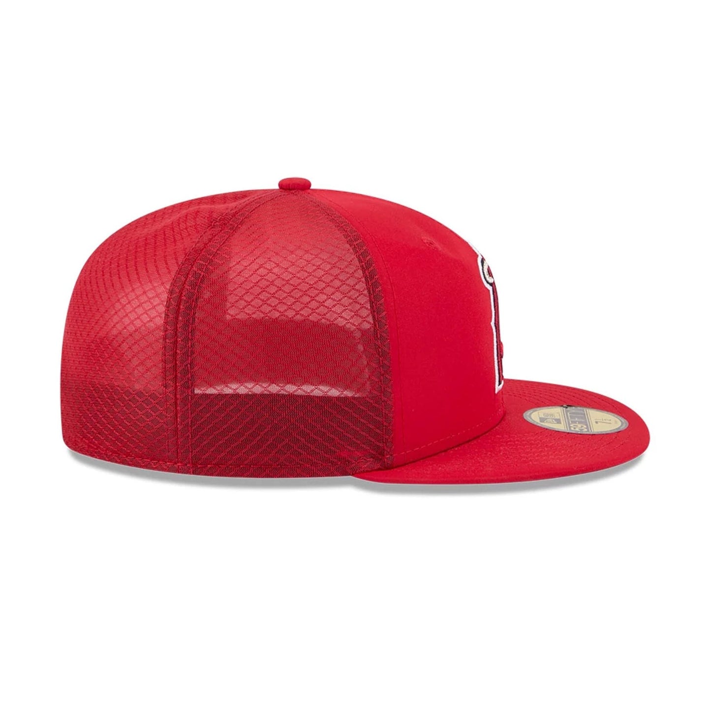 Pictured is this MLB Batting Practice 2026 LA Angels 59FIFTY Fitted cap in red. 6