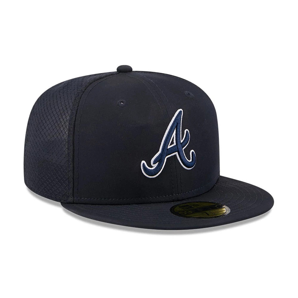 Pictured is this MLB Batting Practice 2026 Atlanta Braves 59FIFTY Fitted cap in navy. 3