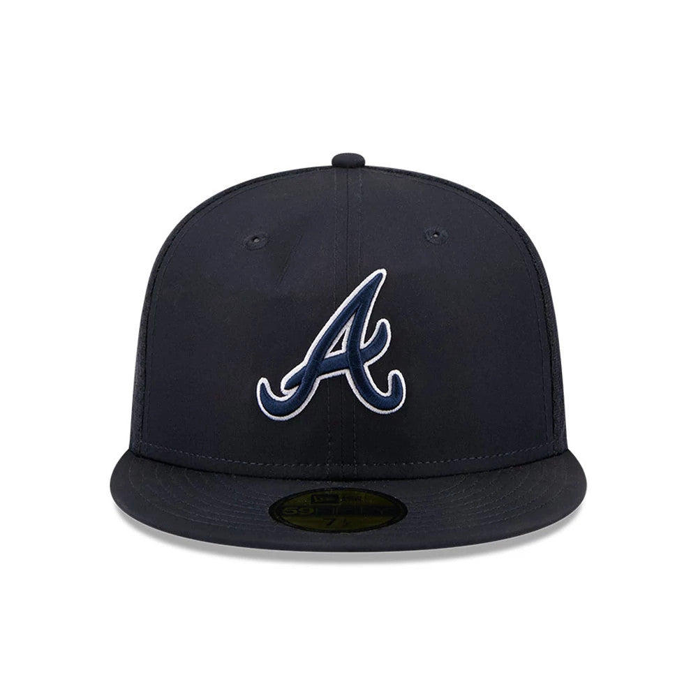 Pictured is this MLB Batting Practice 2026 Atlanta Braves 59FIFTY Fitted cap in navy. 2