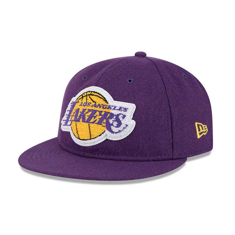 Pictured is this NBA Chenille Woven LA Lakers Retro Crown 9FIFTY cap in purple. 5