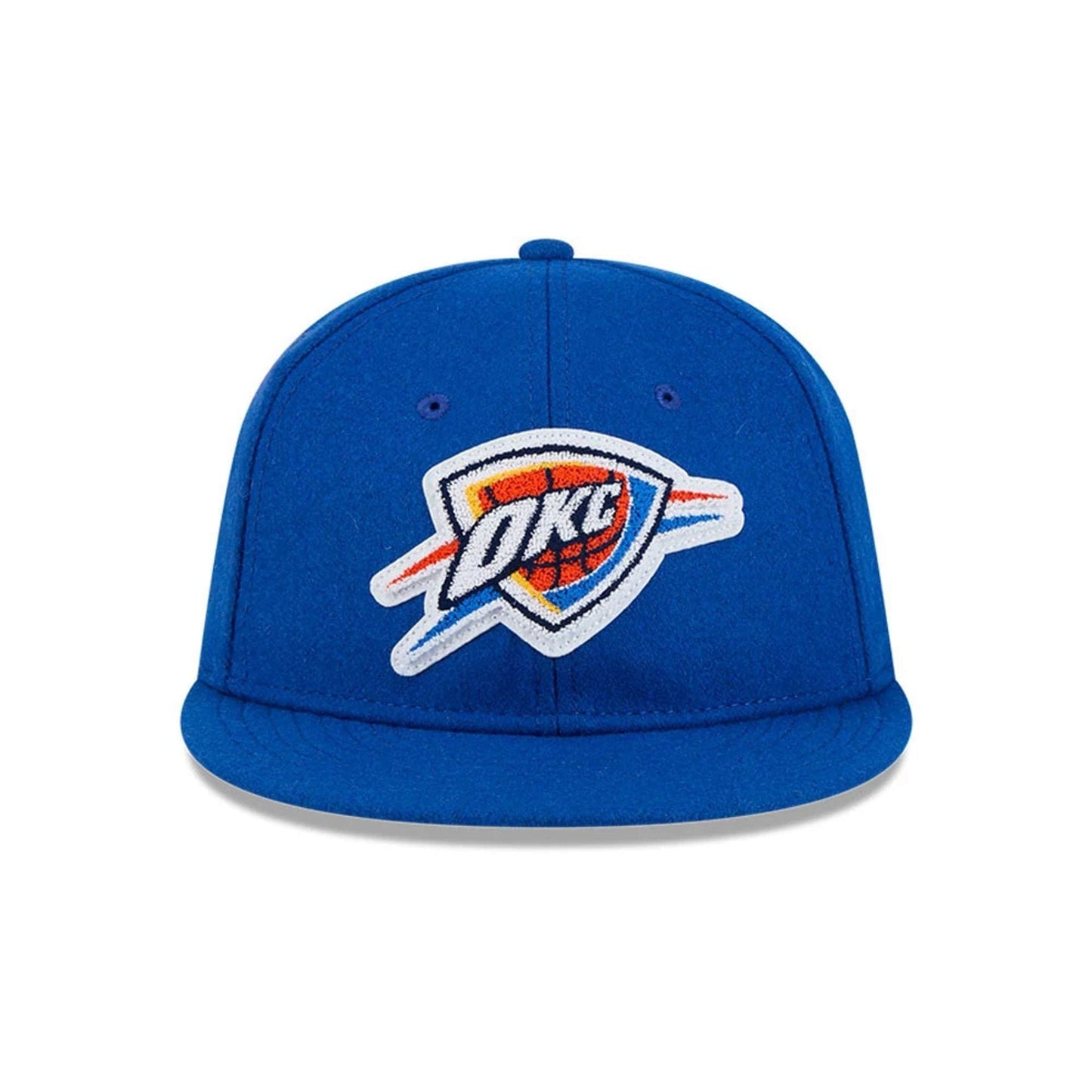 Pictured is this NBA Chenille Woven Oklahoma City Thunder Retro Crown 9FIFTY cap in blue. 4