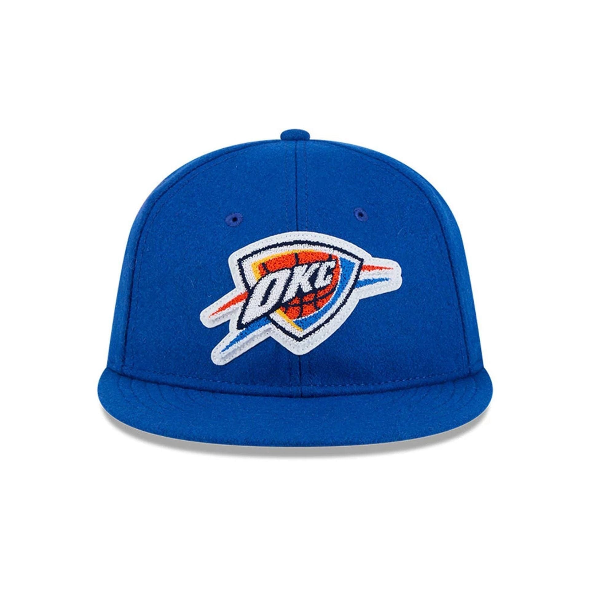 Pictured is this NBA Chenille Woven Oklahoma City Thunder Retro Crown 9FIFTY cap in blue. 4