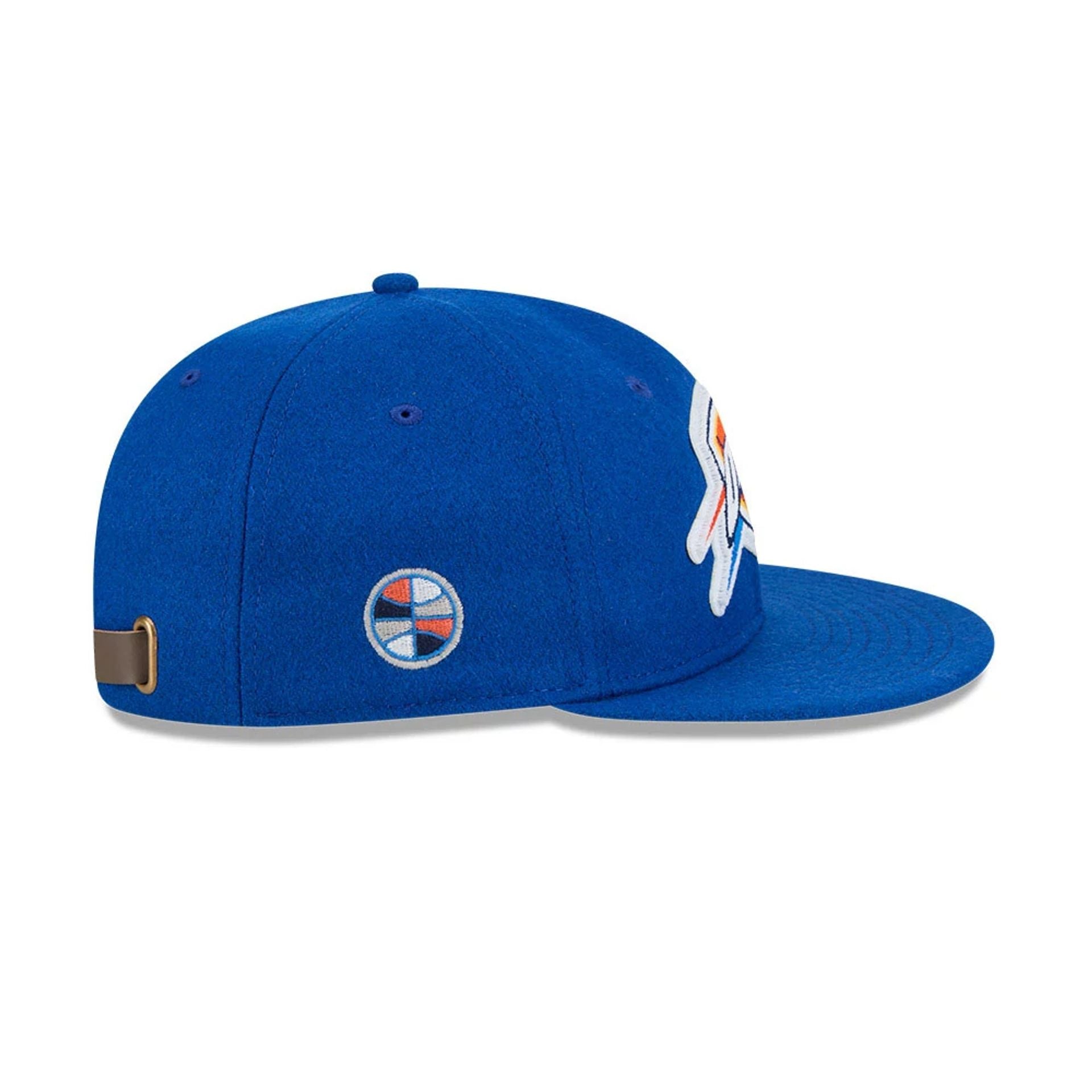 Pictured is this NBA Chenille Woven Oklahoma City Thunder Retro Crown 9FIFTY cap in blue. 6