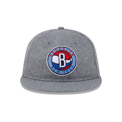 Pictured is this NBA Chenille Woven Brooklyn Nets Retro Crown 9FIFTY cap in grey. 4
