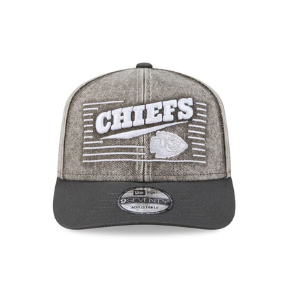 Pictured is this NFL Washed Denim Kansas City Chiefs 9SEVENTY Stretch Snap cap in dark grey. 2