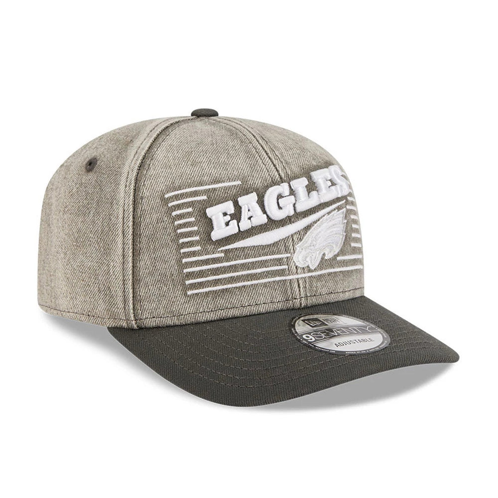 Pictured is this NFL Washed Denim Philadelphia Eagles 9SEVENTY Stretch Snap cap in dark grey. 3