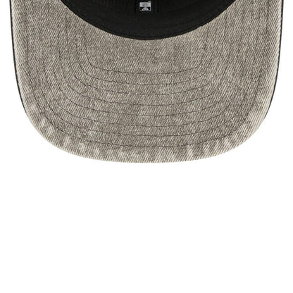 Pictured is this NFL Washed Denim Las Vegas Raiders 9SEVENTY Stretch Snap cap in dark grey. 7