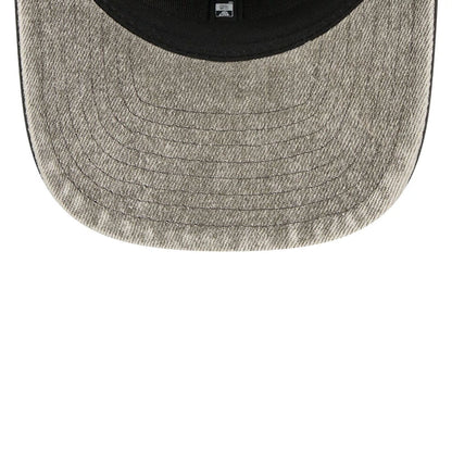Pictured is this NFL Washed Denim Las Vegas Raiders 9SEVENTY Stretch Snap cap in dark grey. 7