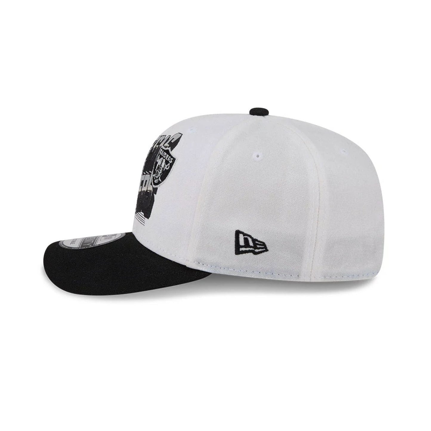 Pictured is this NFL Duck Cloth Las Vegas Raiders 9SEVENTY Stretch Snap cap in white. 5