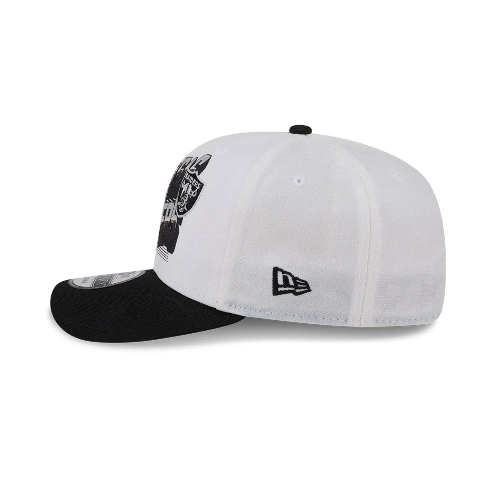 Pictured is this NFL Duck Cloth Las Vegas Raiders 9SEVENTY Stretch Snap cap in white. 5